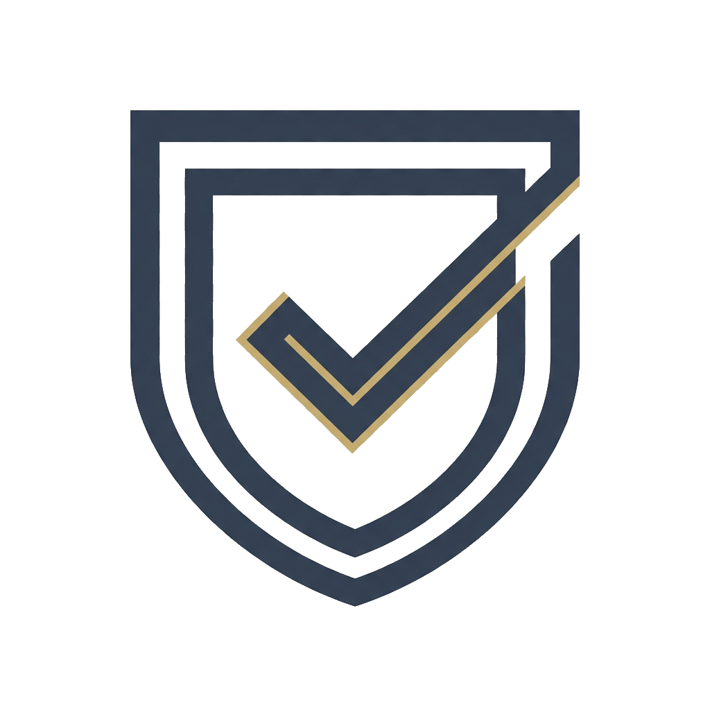 Shield emblem with a checkmark symbol representing security or verification.