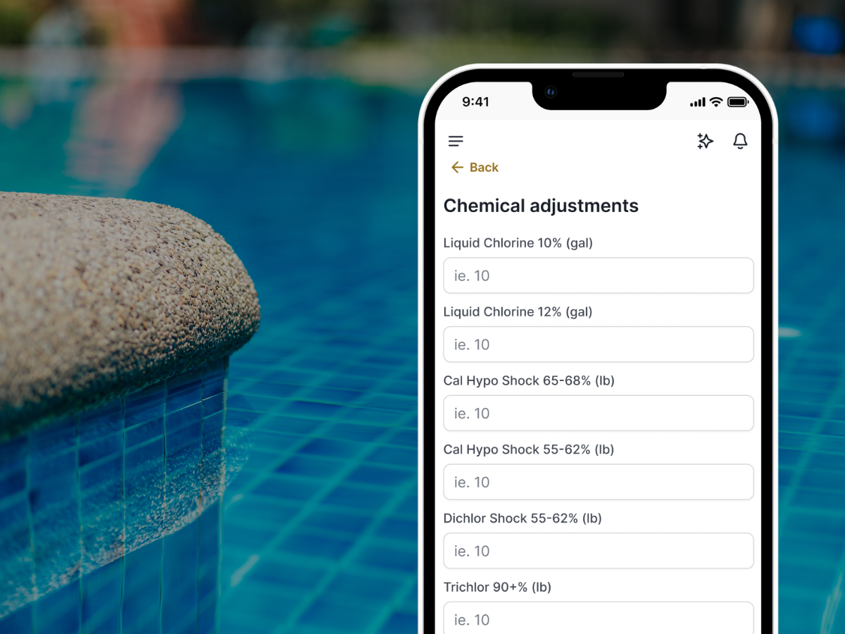ProBase chemical logging screen showing chemical additions tied to a service visit
