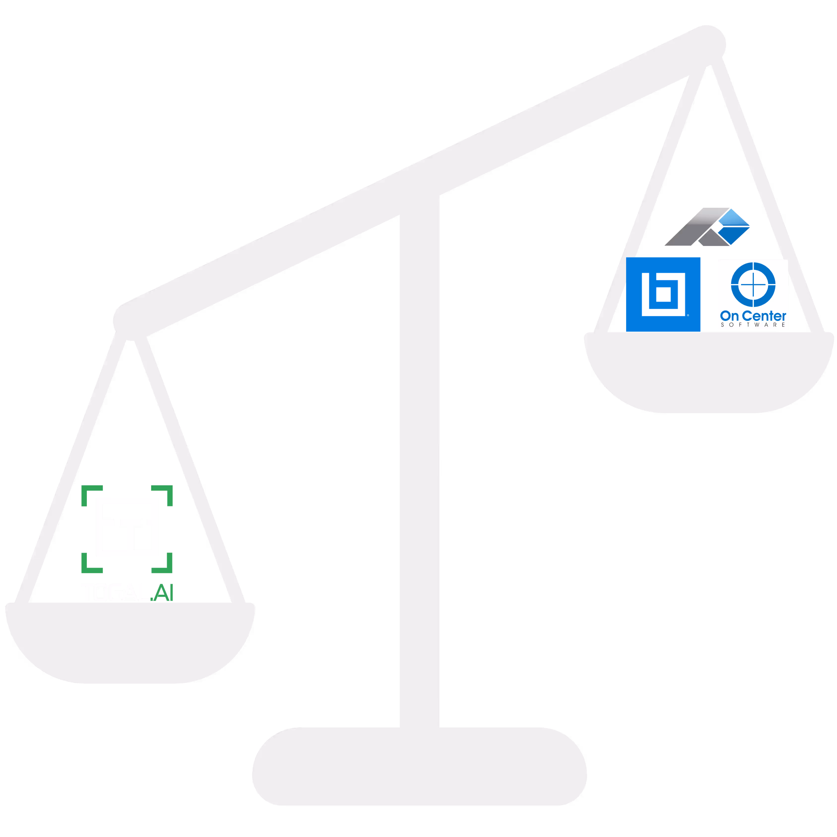 Illustration of scales showing Togal.AI on one side and competitors on the other