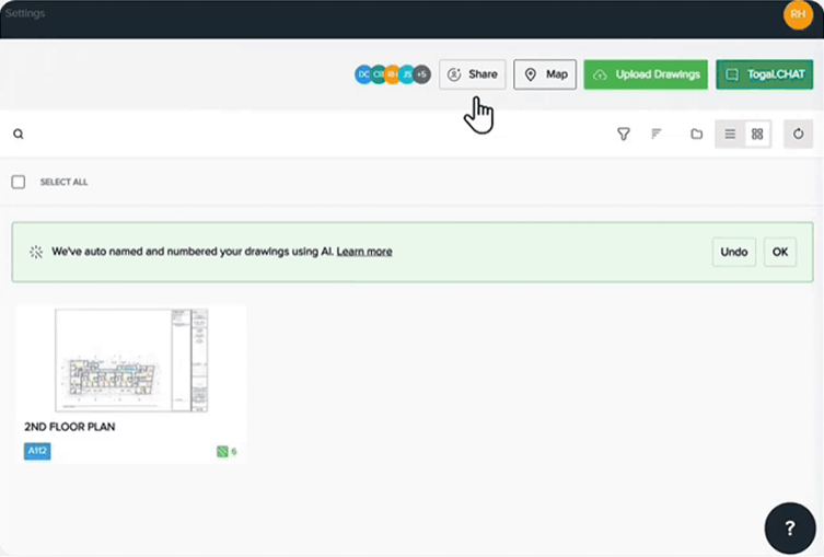 Real-time collaboration in the Togal platform