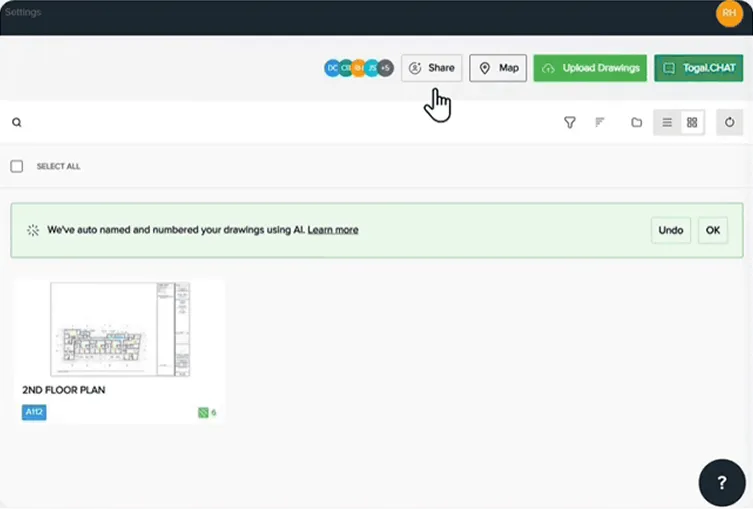 Real-time collaboration in the Togal platform