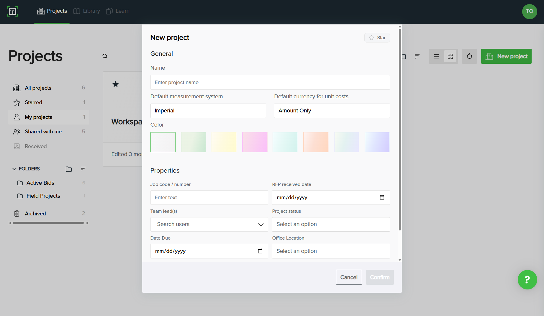 Togal project dashboard