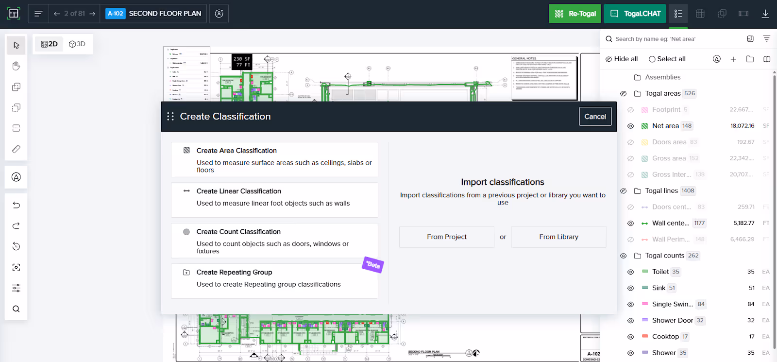 An example Repeating Groups and Create Classification in Togal.AI