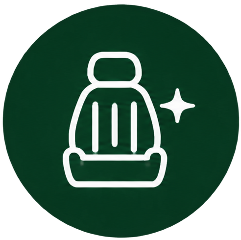 White checkmark inside a dark green circle.