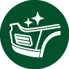 White checkmark inside a dark green circle.