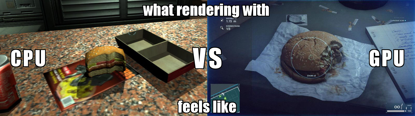 Burgers game rendering comparison picture