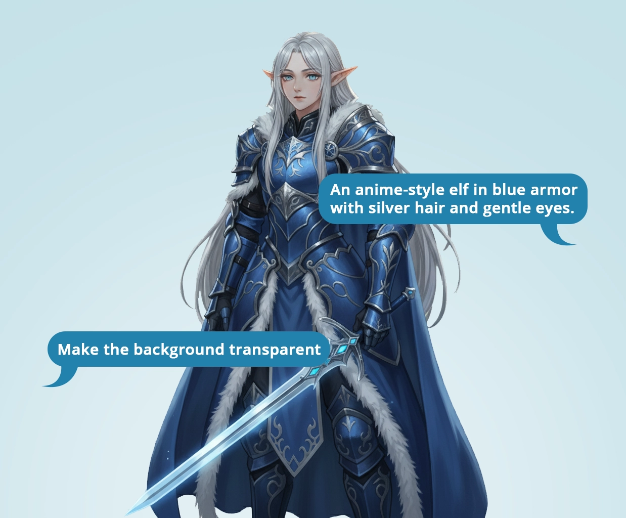 An example of an AI generated character of an elf based on text prompts.