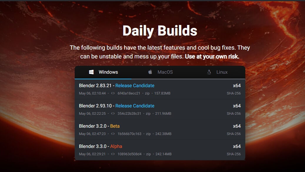 블렌더 Daily build