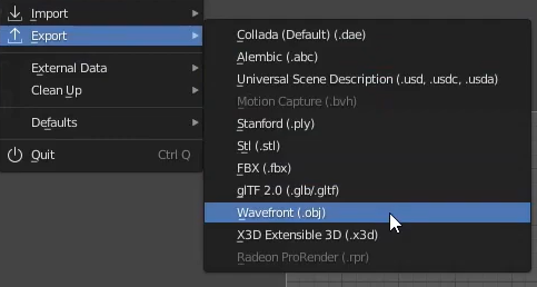 Export then OBJ