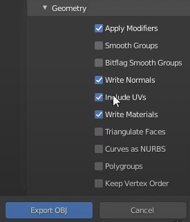 turn on Include UVs this time