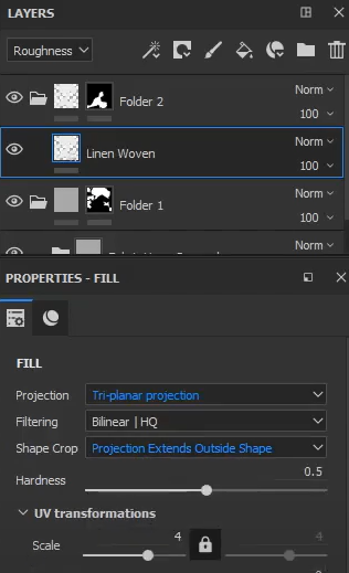 set it to triplanar projection, scaled it up quite a bit, and changed it to white.