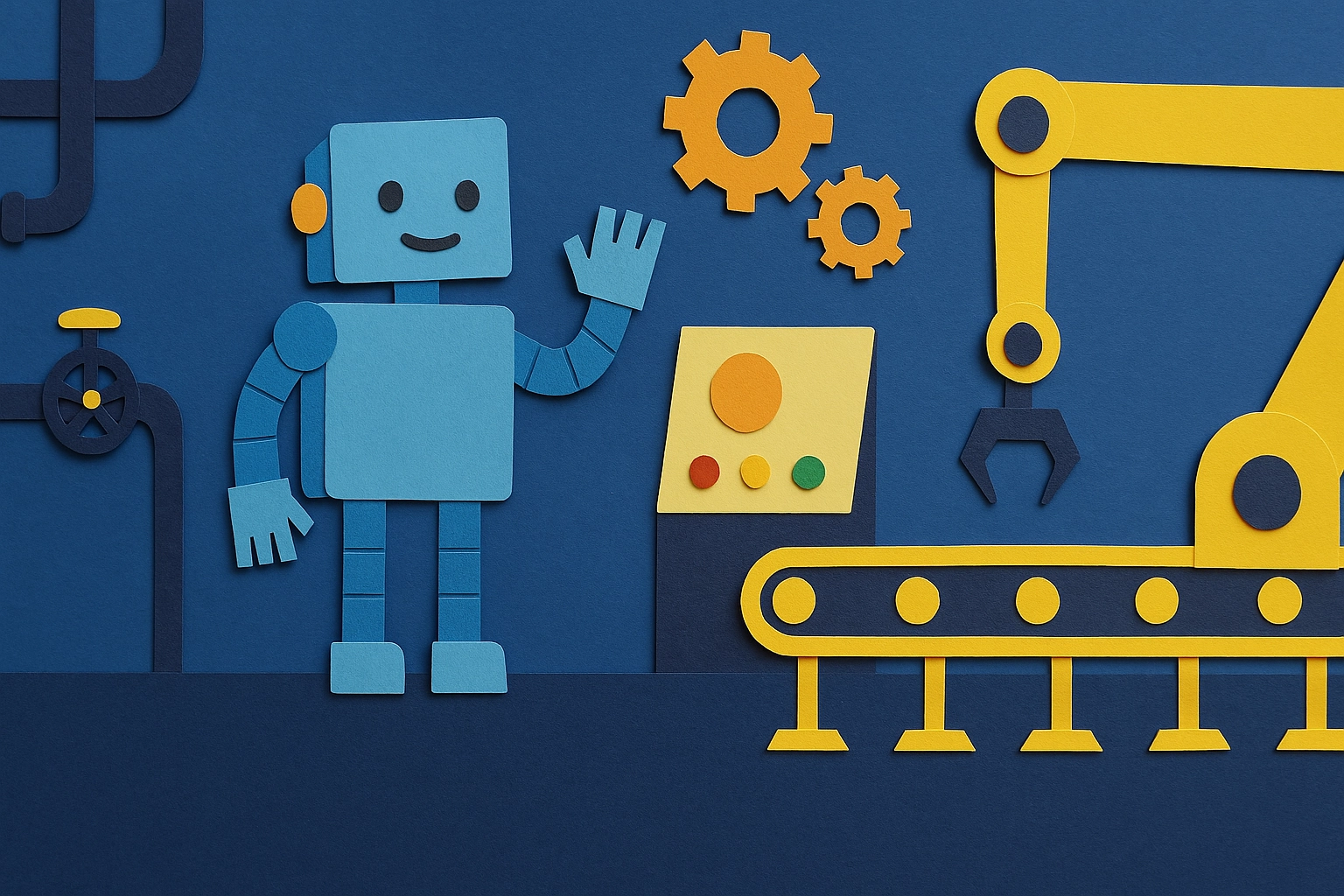 Cut-out animation scene of a robot in a factory