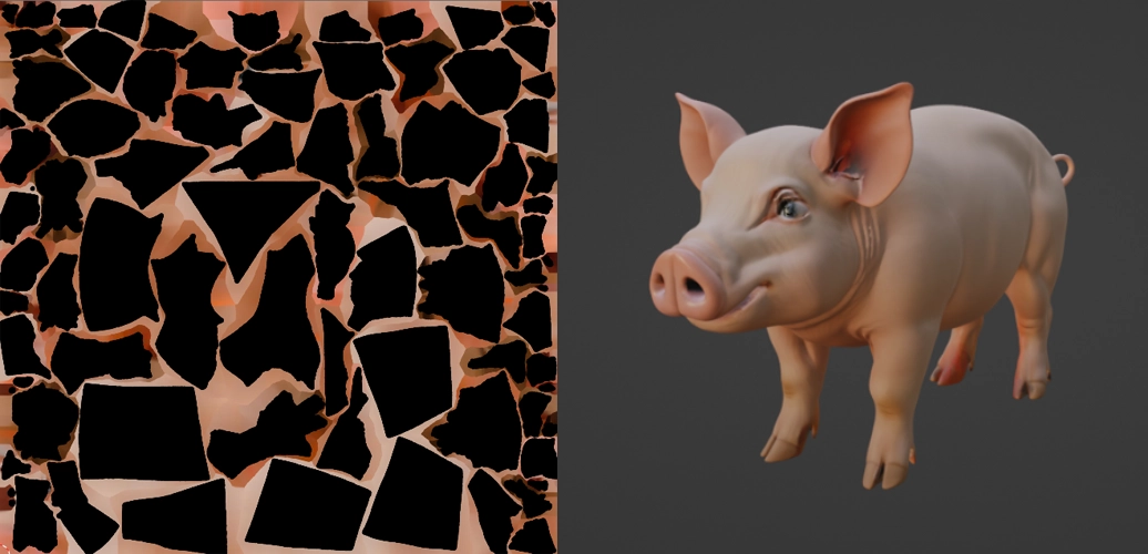 An example of a 3D generated models' UV maps