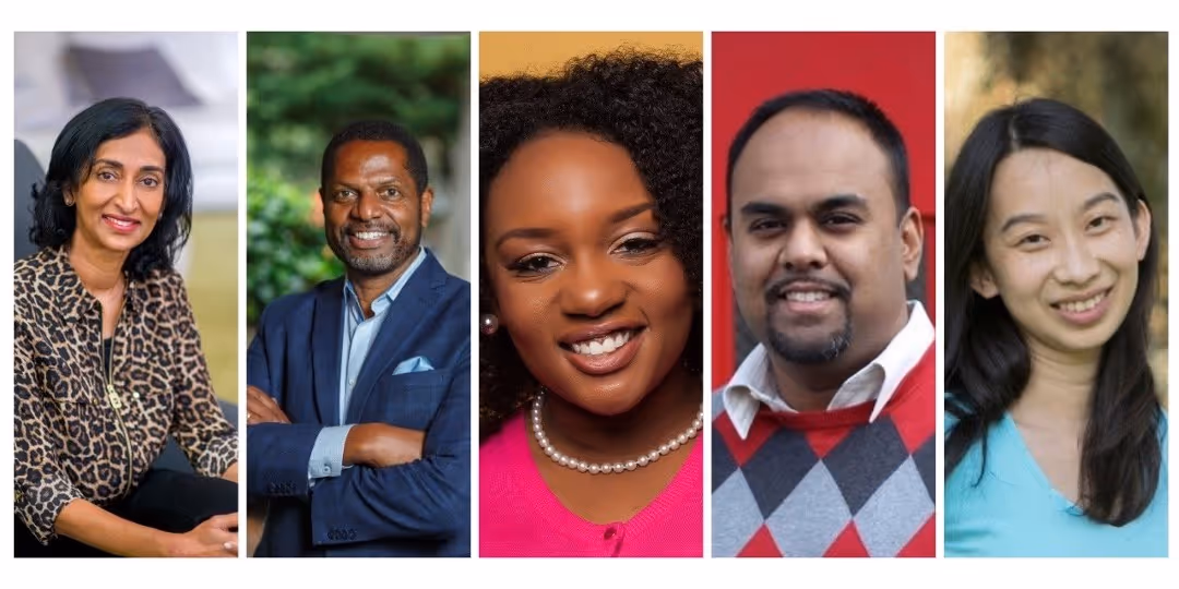 A horizontal lineup of five professional headshots representing the competition's judges.