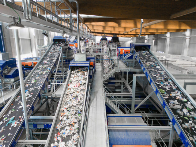 Industrial plastic regrinding and sorting facility