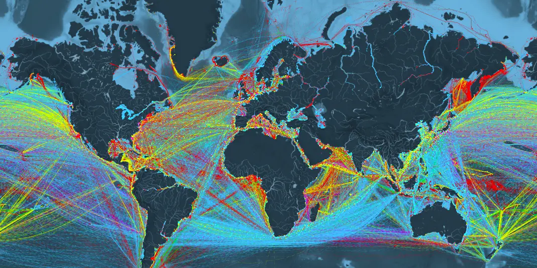 Global polymer trade routes and international supply network map
