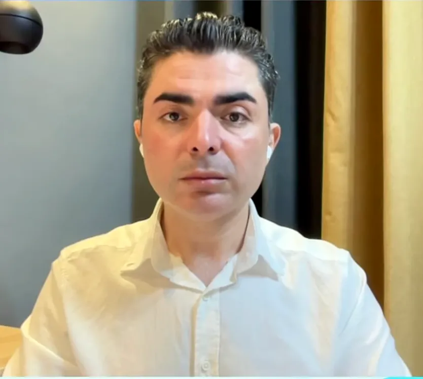 Triangle behind a mountain range made with structural grid like texture