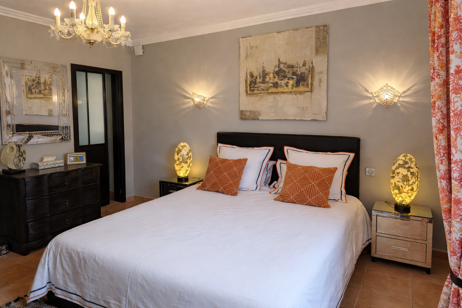 Lit double chambre U Sognu à la villa mimosa