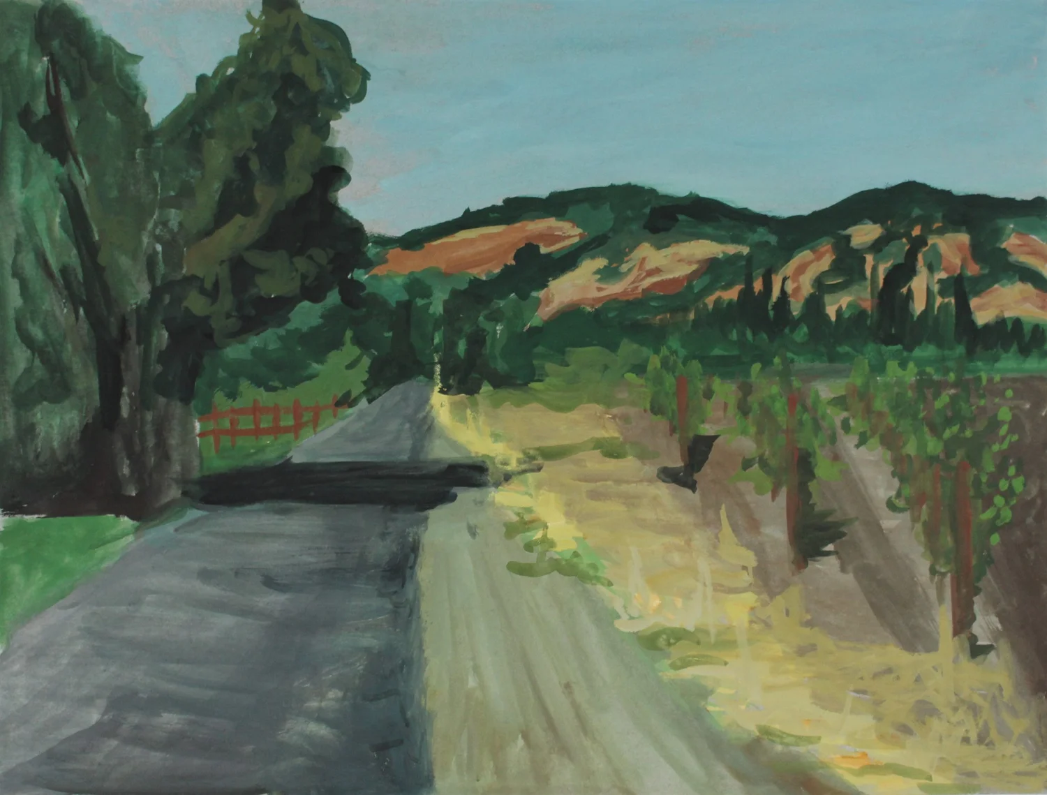Sonoma County, 2019; gouache on toned paper