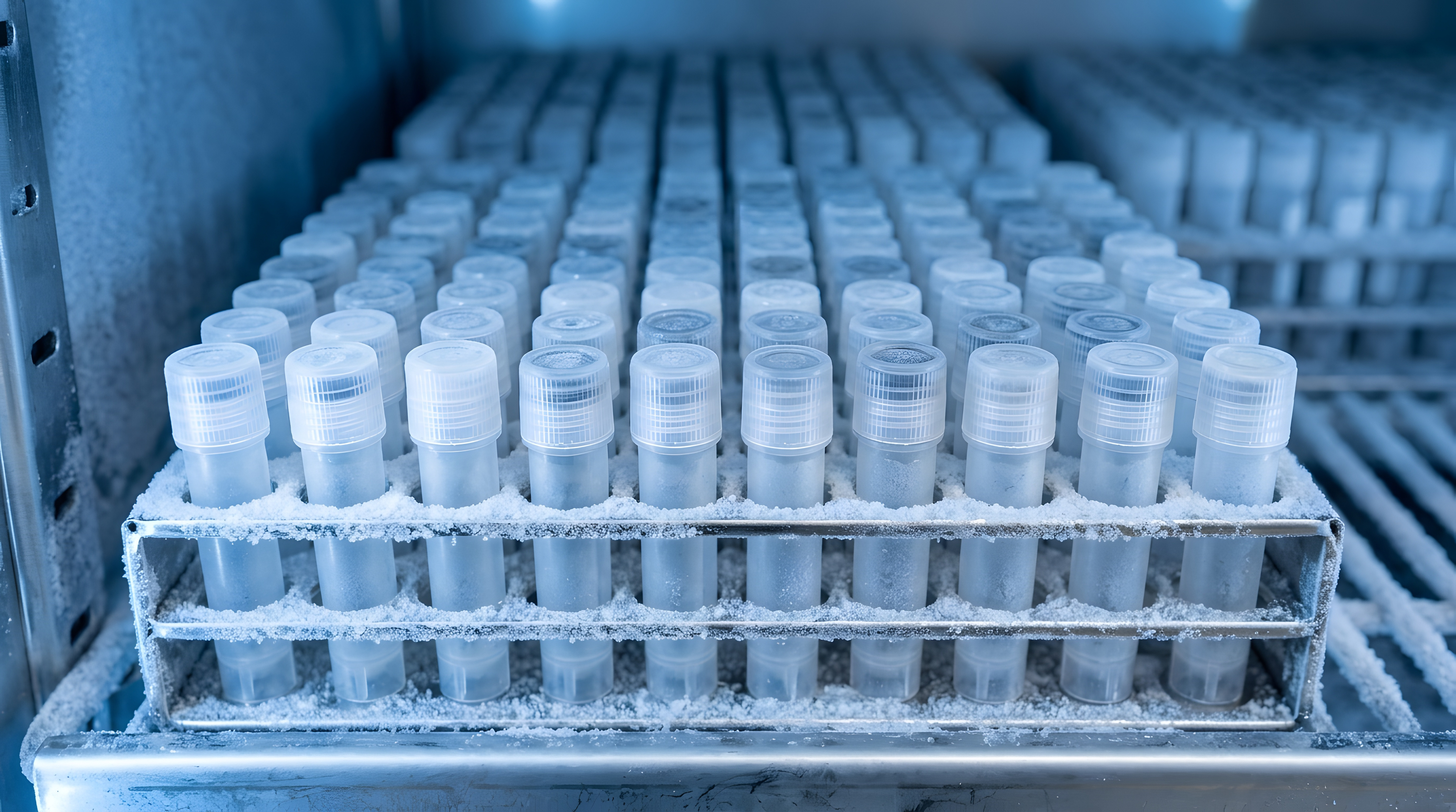 Inside a biobank feezer