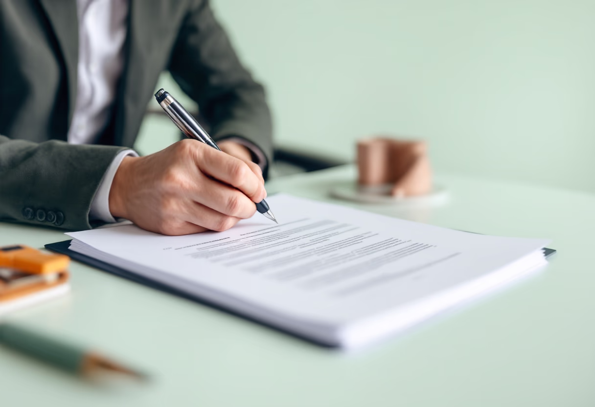 image of legal documents being signed