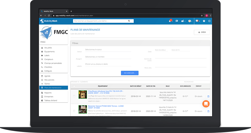 Plans de maintenance pour lindustrie cosmétique