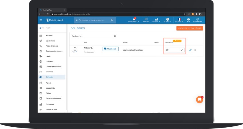 taux horaire GMAO maintenance