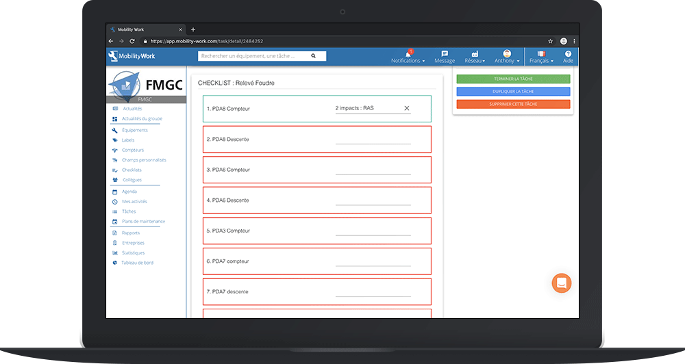 gmao mobile checklists plans maintenance