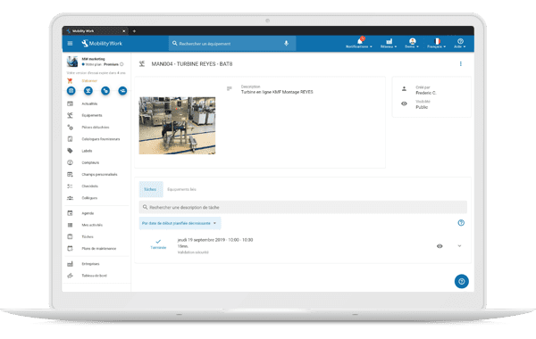 Fiche équipement - GMAO Mobility Work