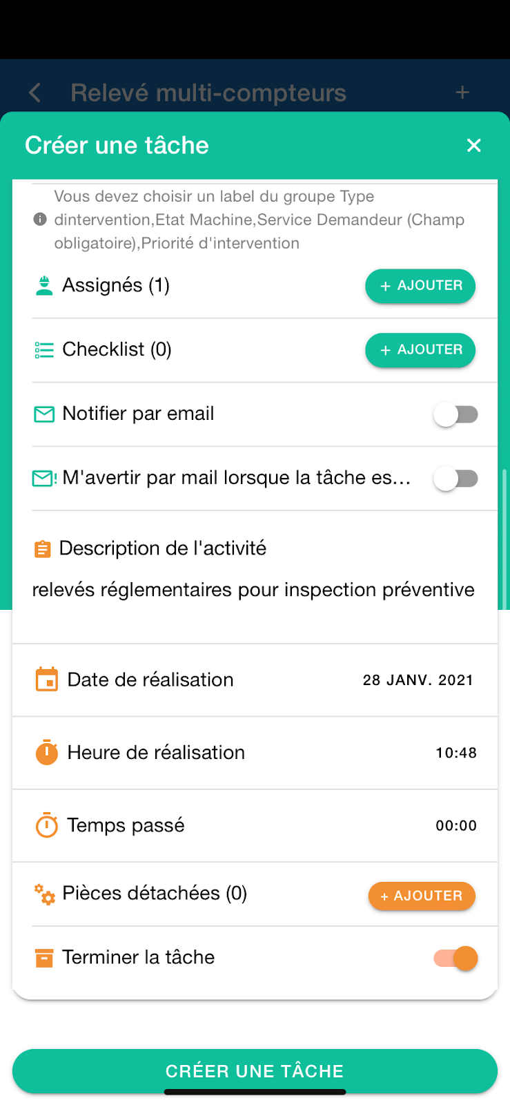tâche maintenance GMAO mobile
