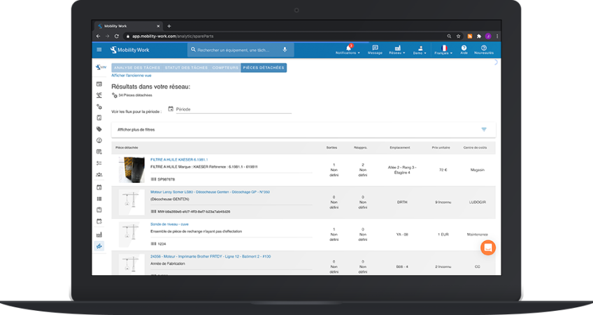 GMAO pièces détachées