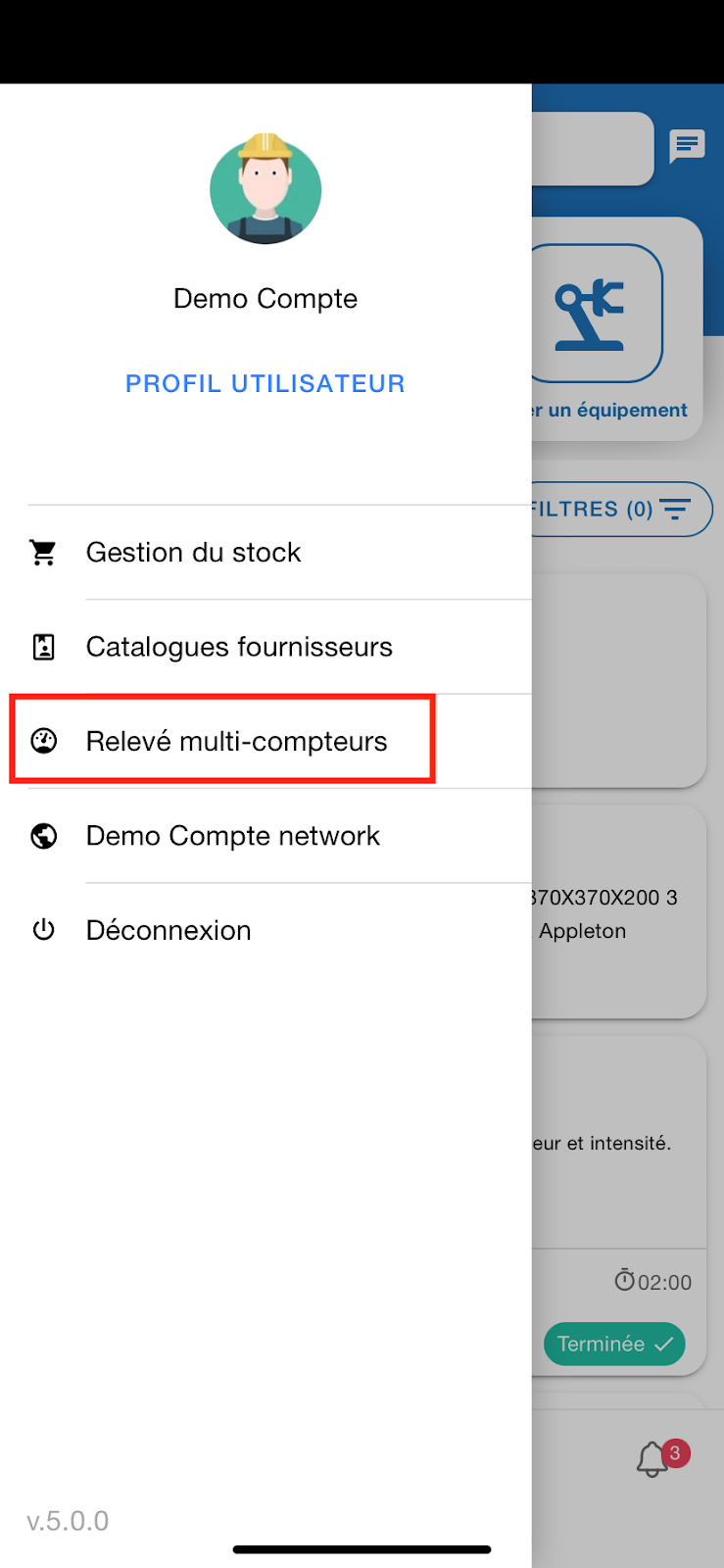 GMAO relevés compteur