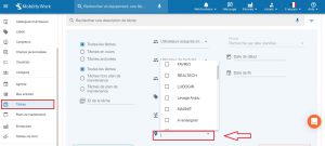 Rechercher des tâches et des activités par centre de coûts