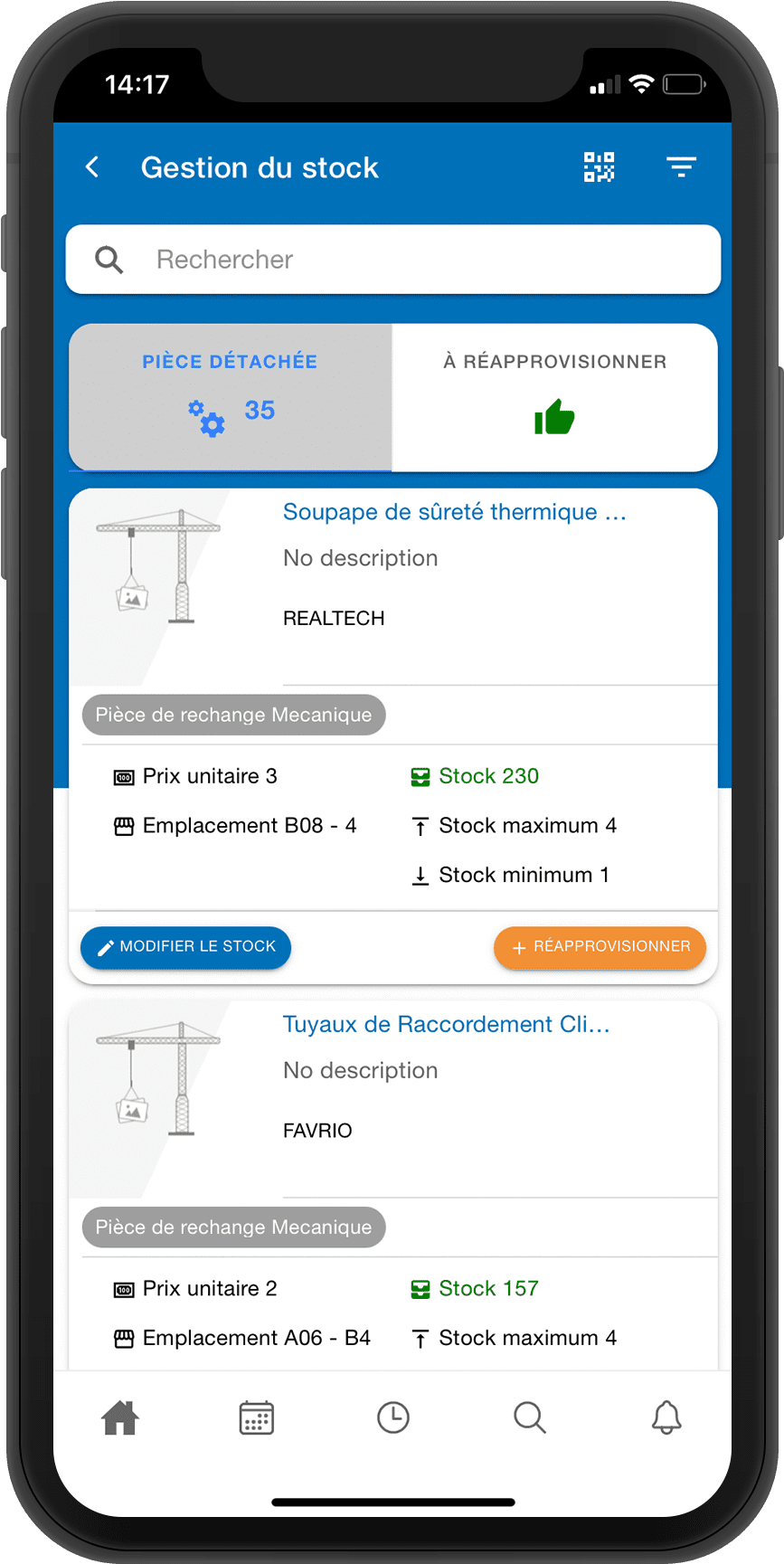La gestion du stock de pièces détachées depuis une GMAO mobile