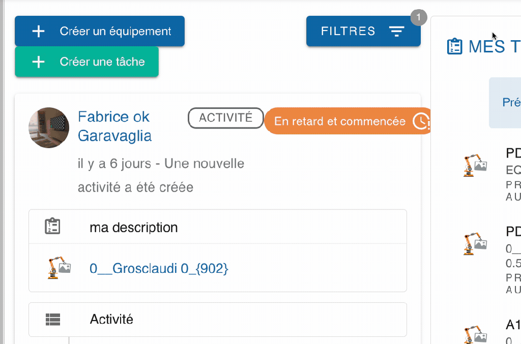 Aperçu Immédiat des Filtres Actifs - GMAO