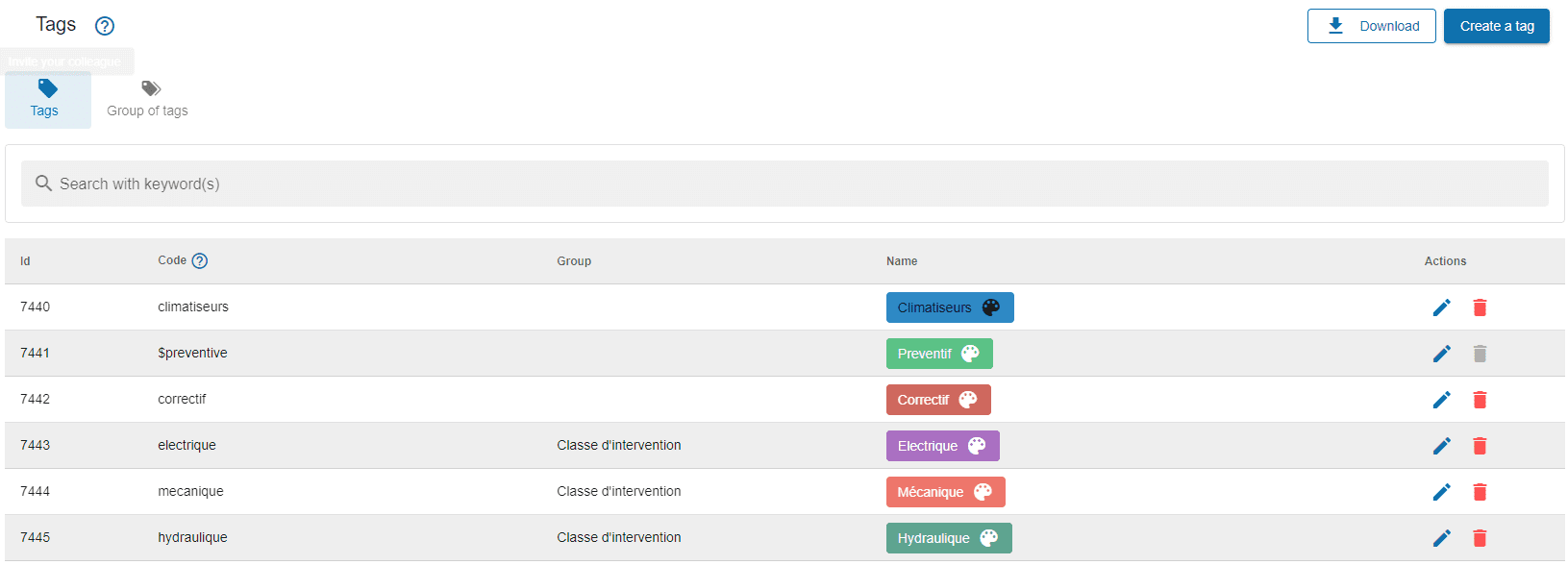 Création de Labels dans la GMAO