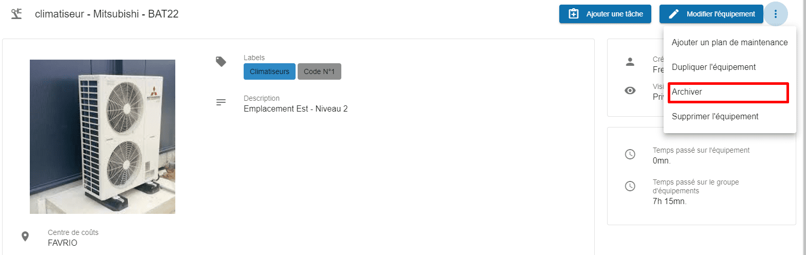 Archivage déquipement et de pièce détachée