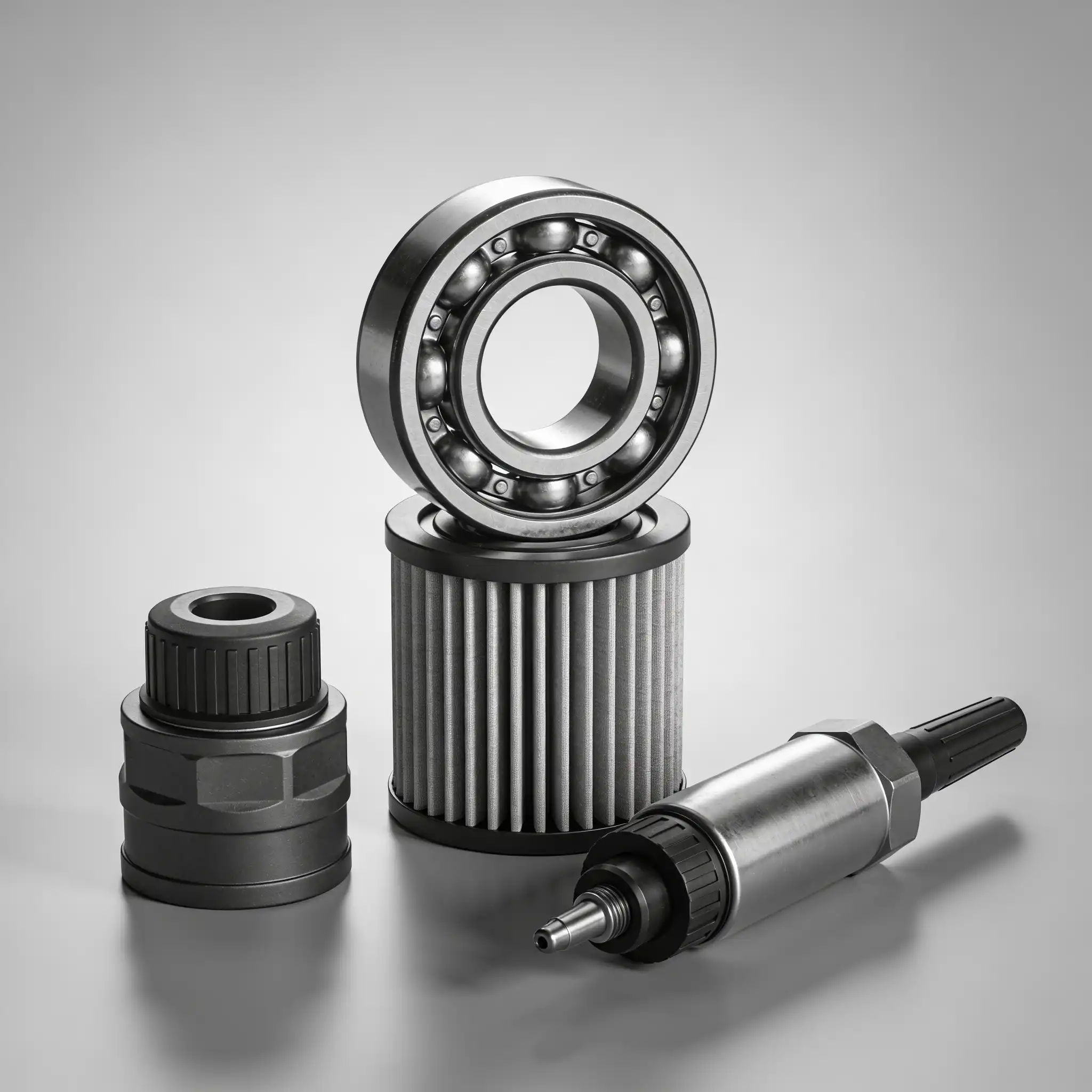 Rodamiento lubricado y filtros para mantenimiento preventivo industrial en España.