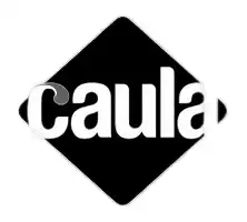 Black diamond shape with the word 'caula' in white lowercase letters across the center.