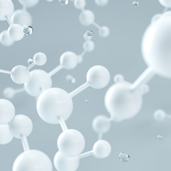 White h2o molecules or atoms, abstract clean , scientific, or medical structures.