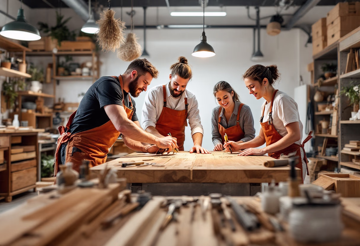 image of local artisans collaborating with a furniture store