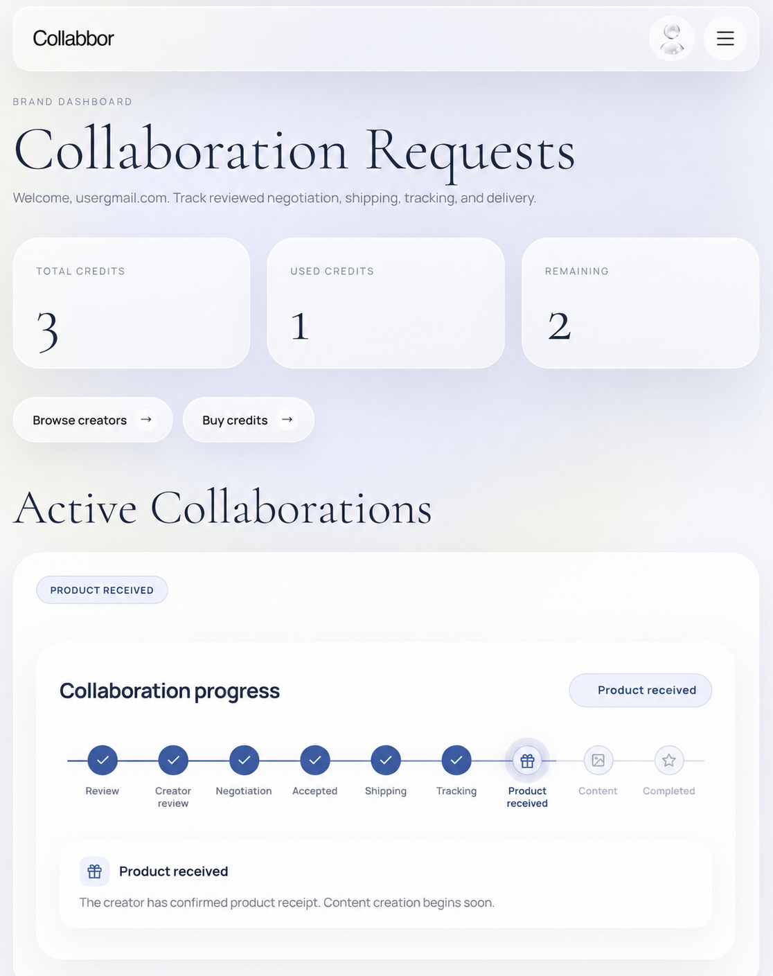 Collabbor dashboard preview