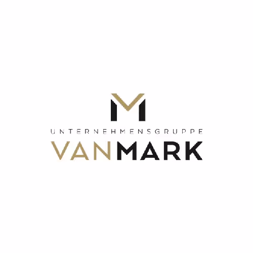 Logo der Unternehmensgruppe VanMark mit stilisiertem V- und M-Symbol in Gold und Schwarz.