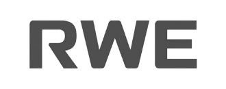 RWE company logo in bold black letters.