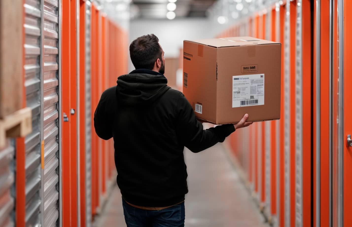 A Man Lifting A Box Storage - SelfStorage X Webflow Template
