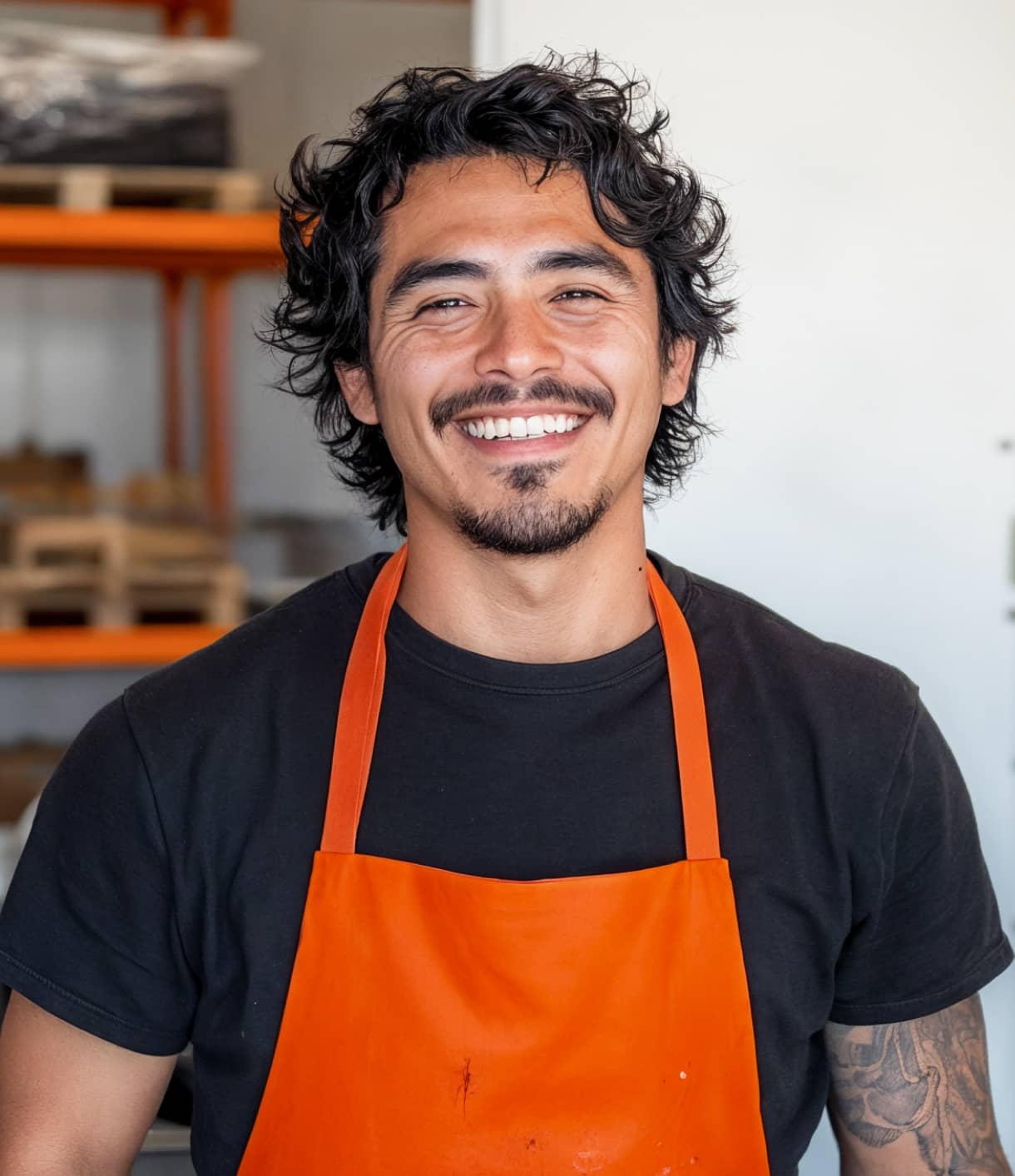 Happy Man With Kitchen Apron - SelfStorage X Webflow Template
