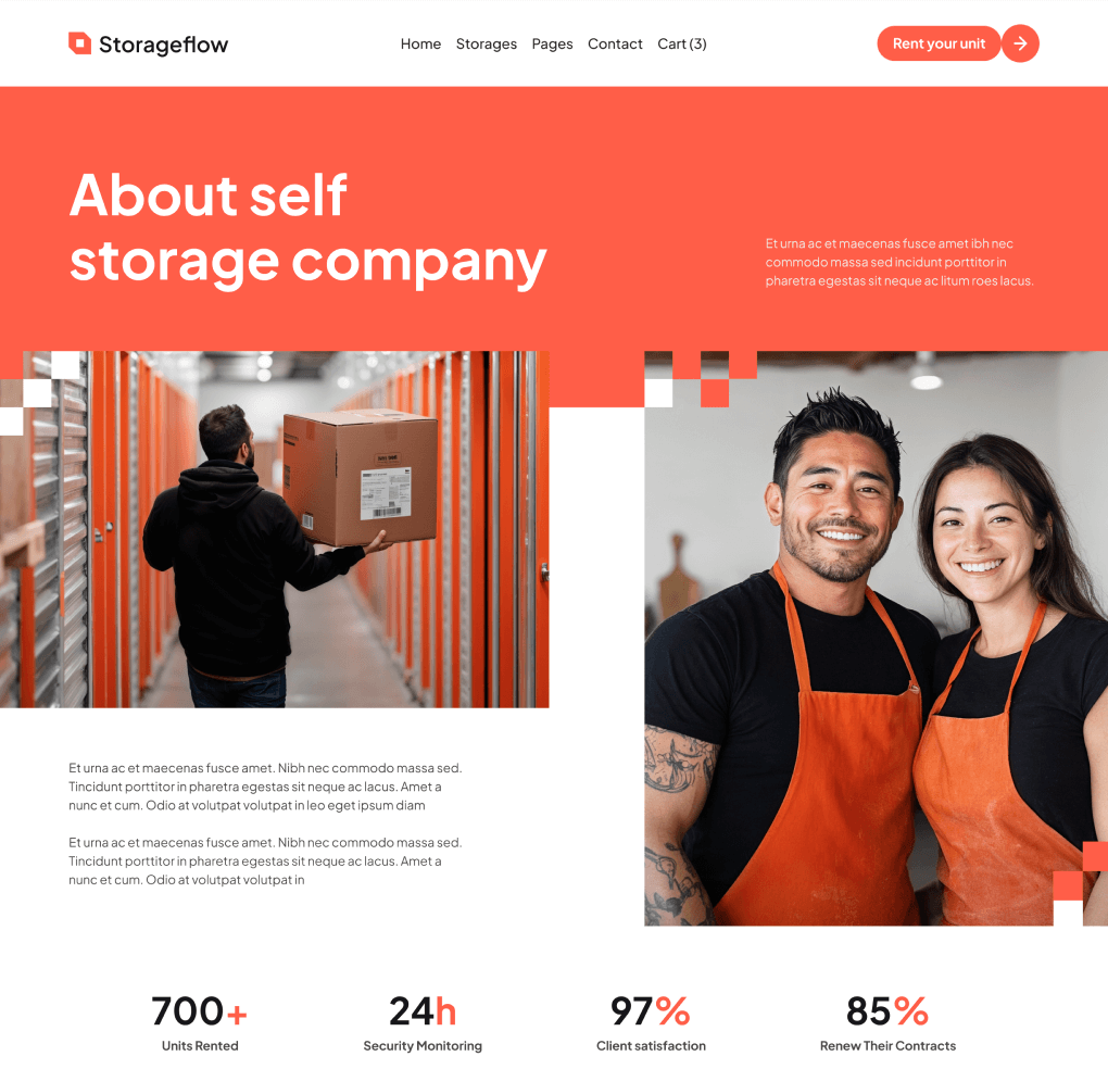 Storageflow - About Top Page - Local Storage Webflow Template | BRIX Templates
