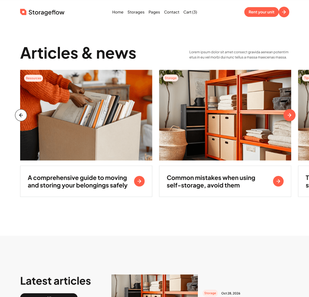 Storageflow - Blog V3 Top Page - Local Storage Webflow Template | BRIX Templates
