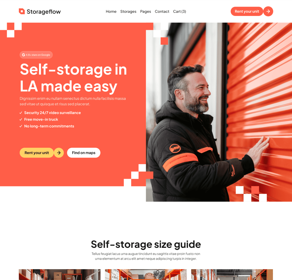 Storageflow - Home V1 Top Page - Local Storage Webflow Template | BRIX Templates
