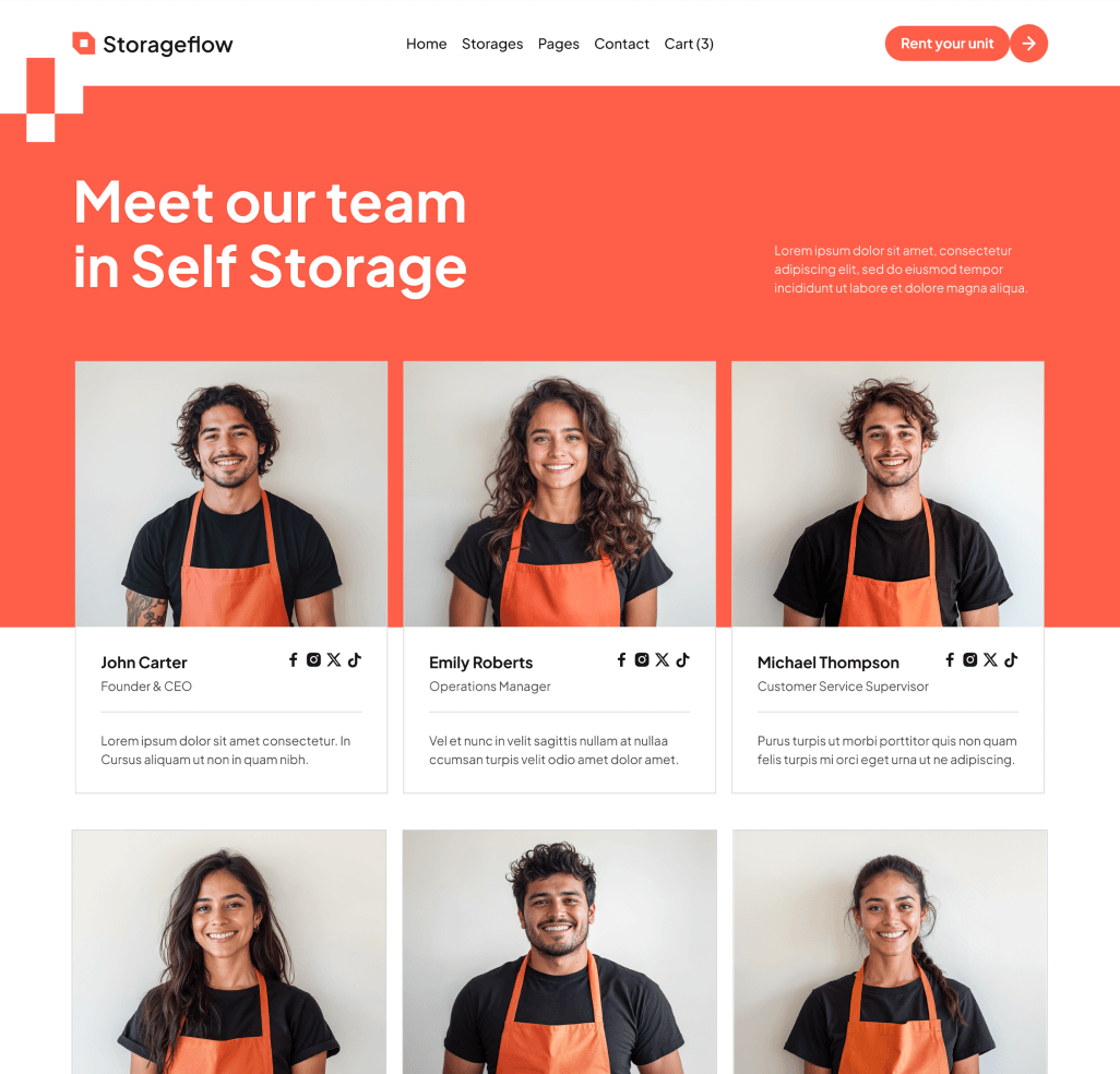 Storageflow - Team Members Top Page - Local Storage Webflow Template | BRIX Templates
